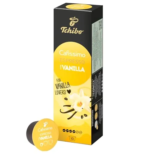 Tchibo Cafissimo Espresso Vanilla Kaffeekapseln, 10 Stück (Espresso, aromatisch mit feiner Vanillenote), nachhaltig & fair gehandelt, Limited Edition