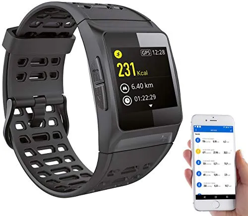 Newgen Medicals Smartwatch GPS Puls: GPS-Sportuhr, Bluetooth, Fitness, Puls, Nachrichten, Farbdisplay, IP68 (Fitnessuhr mit GPS, Smartwatch GPS wasserdicht, Entfernungsmesser)