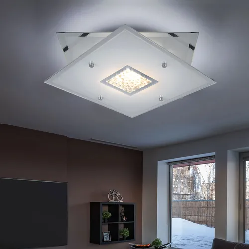 Deckenlampe LED Deckenleuchte Glas Kristalllampe quadratisch Wohnzimmerlampe