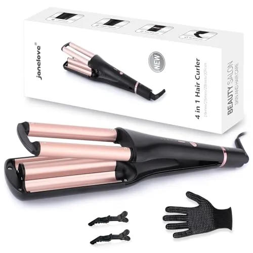 janelove 4-in-1 Welleneisen für Haare – Lockenstab für Beach Waves und mehr