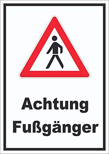 Achtung Fußgänger Aufkleber A2 – Sicherheitsschilder für optimale Sichtbarkeit - Hochwertiger konturgeschnittener Aufkleber, langlebig und wetterfest, ideal für glatte Oberflächen. Perfekt für erhöhte Sicherheit im Außenbereich.