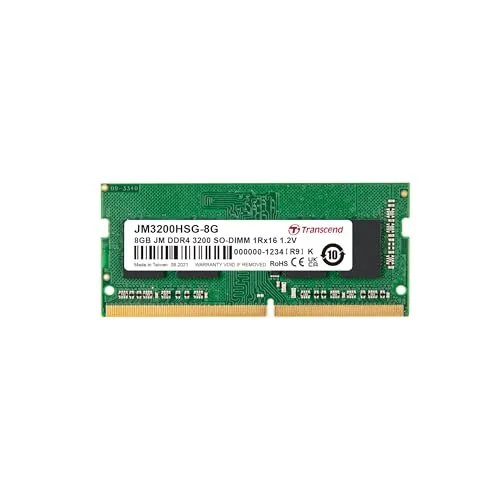 Transcend 8GB DDR4 3200MHz Laptop-Arbeitsspeicher - Arbeitsspeicher mit hoher Geschwindigkeit für flüssiges Multitasking und verbesserte Leistung, ideal für anspruchsvolle Anwendungen und Spiele.