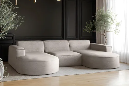 Kaiser Möbel Ecksofa Modena U-Form, Creme, 5-Sitzer - Sofas – modernes Ecksofa Modena U-Form, flexibel platzierbar mit beidseitiger Ottomane und ergonomischer Polsterung für optimalen Sitzkomfort.