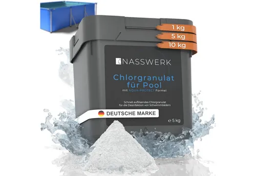 Nasswerk® Chlorgranulat Schnell wirkendes Chlorgranulat für Pool 1-15 kg Made in EU, 5 kg: Chlorgranulat 5 kg – Ideal für Erst- & Schockchlorung