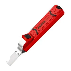 Knipex Abisolierwerkzeug 16 20 165 SB - Abisolierzange für Stromkabel mit 8 - 28 mm Durchmesser, selbstspannender Festhaltebügel und selbstdrehende Schleppklinge für präzise Schnitte.