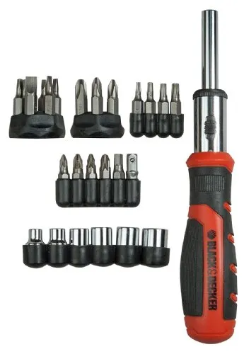 Black + Decker 29 tlg. Schraubendreher mit Ratsche BDHT0-62130 - Schraubendreher-Set mit ergonomischem Handgriff für hohen Komfort, inklusive 21 hochwertigen Bits und magnetischem Bithalter – ideal für präzise Arbeiten.