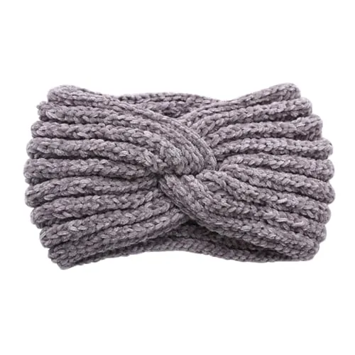 axy Damen Strick Haarband mit Twist Knoten Winter Stirnband, Headband gestrickt Haarbänder HBW3 (Grau)