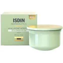Isdin Isdinceutics Hyaluronic Moisture Creme REFILL für fettige Haut - Sonstige Gesichtspflegeartikel, feuchtigkeitsspendende und mattierende Creme mit Eco-Refill für nachhaltige Anwendung und reduzierte Poren