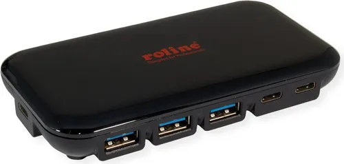 Roline USB 3.2 Gen 2 Hub, 7-fach (3x Typ C + 4x Typ A) - USB Hub mit 7 Ports für schnelle Datenübertragung, ideal für multitasking-fähige Geräte und Zubehör.