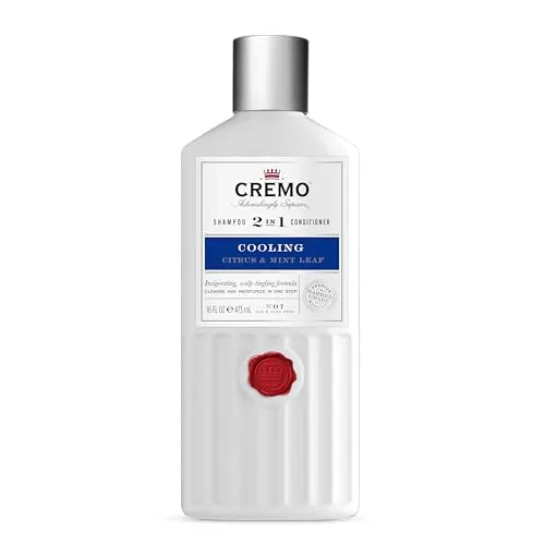 CREMO - Barber Grade 2 in 1 Shampoo & Conditioner For Men | Cooling Citrus & Mint Leaf | 473ml