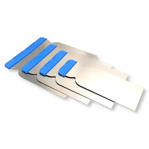 DEWEPRO Japanspachtel-Set - 4 Spachteln (50mm, 80mm, 100mm, 120mm) - Edelstahlblatt - Flexibel & robust - Perfekt für Spachtel- & Renovierungsarbeiten
