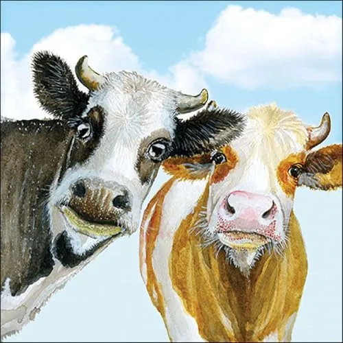 Servietten Tiere Neugierige Kühe als Tischdeko. Papierservietten mit Motiv. Auch für Decoupage und Serviettentechnik 33x33cm 20