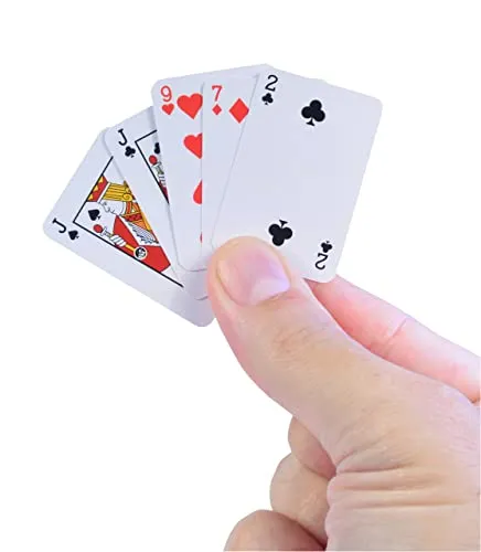 Super Impulse - Worlds Smallest Miniatur Replik Playing Cards Spielkarten mit 54 Karten im Mini-Format für Poker, Blackjack, Kartentricks, ab 6 Jahre