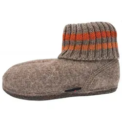 HAFLINGER Hüttenschuh Paul aus reiner Schurwolle - Beige (EU Gr. 43) - Hausschuhe aus 100% Schurwolle, atmungsaktiv und temperaturausgleichend. Die rutschfeste Sohle bietet sicheren Halt, perfekt für kalte Tage.