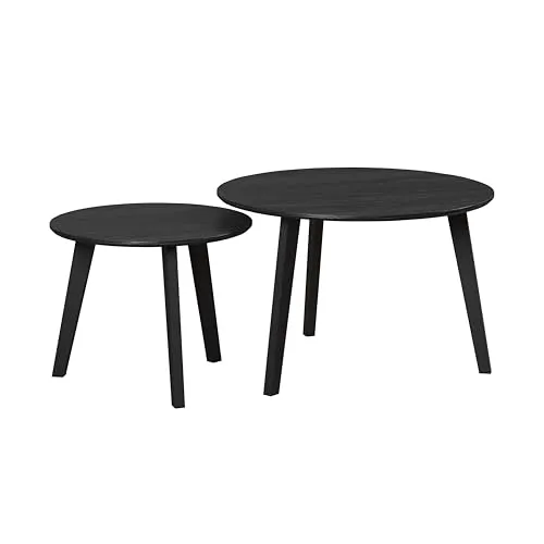 trendteam smart living Ronin Couchtisch-Set Schwarz - Stilvolles Couchtisch-Set aus 2 runden Tischen, ideal für jedes Wohnzimmer. Praktisches Design mit platzsparender Funktionalität und robusten Materialien für den täglichen Einsatz.