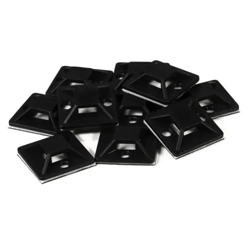 Kabelsockel McPower für Kabelbinder 40x40mm, schwarz, selbstklebend, 10er-Pack
