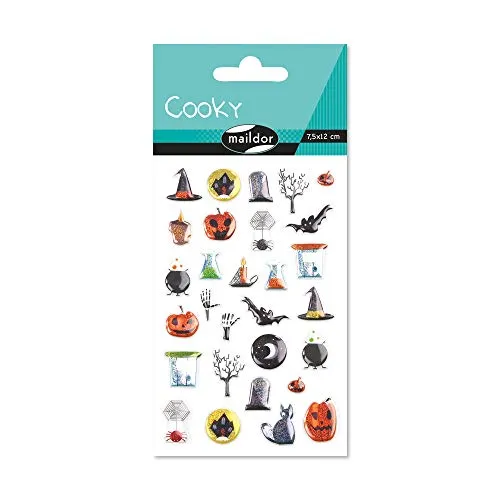 Maildor CY038O Packung mit Stickers Cooky 3D, 1 Bogen, 7,5 x 12 cm, ideal zum Dekorieren, Sammeln oder Verschenken, 1 Pack, Halloween
