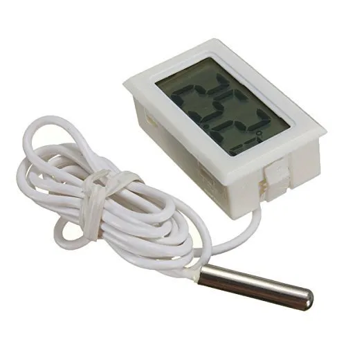 ARCELI Digital LCD Thermometer Temperaturüberwachung mit externer Sonde für Kühlschrank Gefrierschrank Kühlschrank Aquarium - weiß（1 Stück）