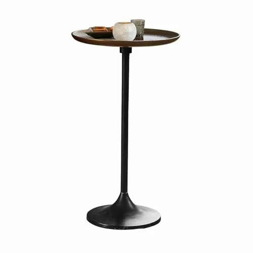 Loberon Beistelltisch Elmsford, mit Reizvoller Oberfläche, Eleganter Farbmix, Klare Formgebung, Moderne Eleganz, Beistellmöbel, Abstelltisch, Aluminiumguss, antikschwarz/Messing