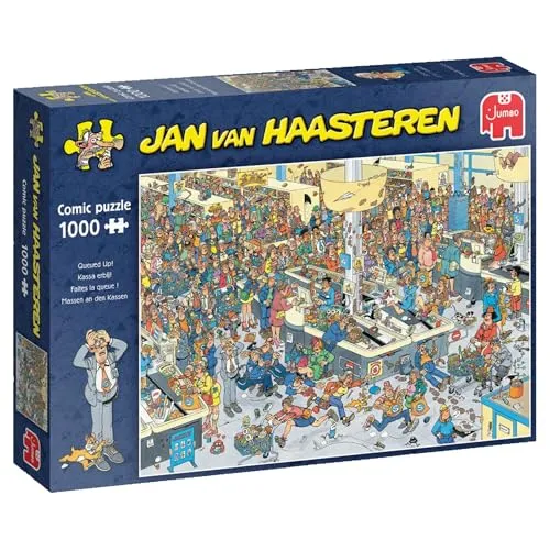Jumbo Spiele 1119801833 - Jan Van Haasteren Massen an den Kassen Puzzle, 1000 Teile für entspannendes Puzzeln und umweltfreundlich recycelte Materialien