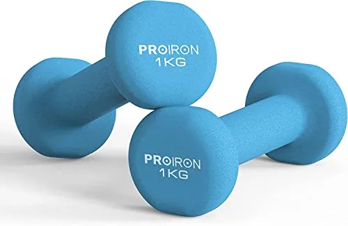PROIRON Neopren Hanteln Kurzhanteln Frauen Hantelset Kleine Hantel Kurzhantel Set (2er-Set) (Blau/2×1kg)