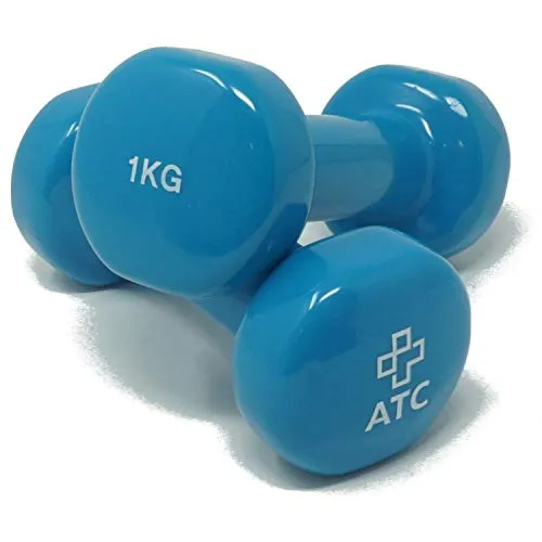 ATC Handels GmbH Hanteln aus Vinyl 1 Paar – Kurzhanteln, Kurzhantelset, Krafttraining, kleine Hanteln für Gymnastik, Rehasport, Fitness und Aerobic, 1,0 kg