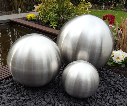 Dekokugel 3er Set aus Edelstahl in silber von Jürgen Bocker – Gartenambiente