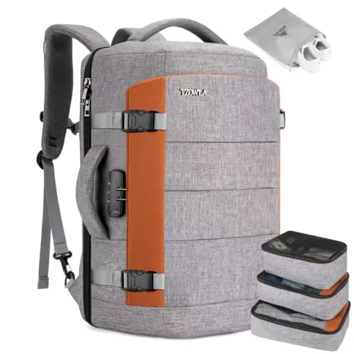 Tzowla ReiseRucksack Laptop Handgepäck Rucksack 40l für Damen und Herren,Fluggenehmigung,Großes Fassungsvermögen,Anti-Diebstahl-Rucksäcke Wasserdicht mit USB-Anschlus für 17,3 Zoll Notebook-Grau