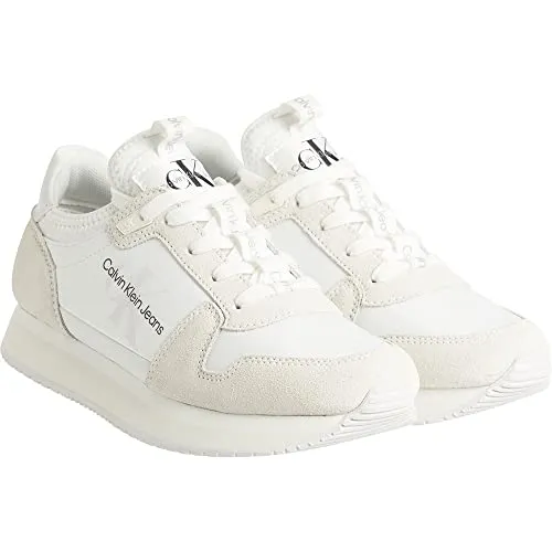 Calvin Klein Damen Runner Sneaker Sportschuhe - Weiß (Bright White/Creamy White/Black), Größe 40 - Damen-Sneaker mit minimalistischem Design, optimaler Passform und bequemer Schaum-Einlegesohle für höchsten Tragekomfort im Alltag und beim Sport.