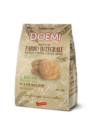Doemi Biscotti Kekse mit stein gemahlenem Dinkel Vollkorn,Haferflocken 450g