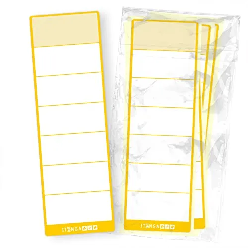 itenga 50x Ordneretiketten Ordnerrückenschild für breite Ordner I Aufkleber für Ordnerrücken selbstklebend aus Haftpapier 6x19cm (gelb)