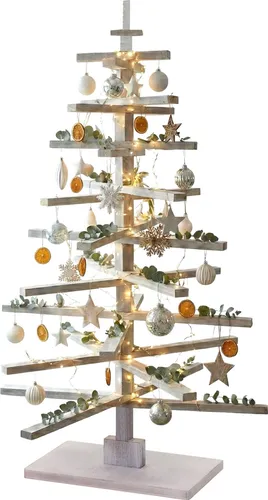 Deko-Weihnachtsbaum MCW-H77 - 3D-Christbaum im Shabby-Look - Künstliche Weihnachtsbäume, verstellbar, rustikaler Charme aus Tannenholz - ideal für kleine Räume und nadelfrei. Gestalten Sie Ihre Adventszeit kreativ!