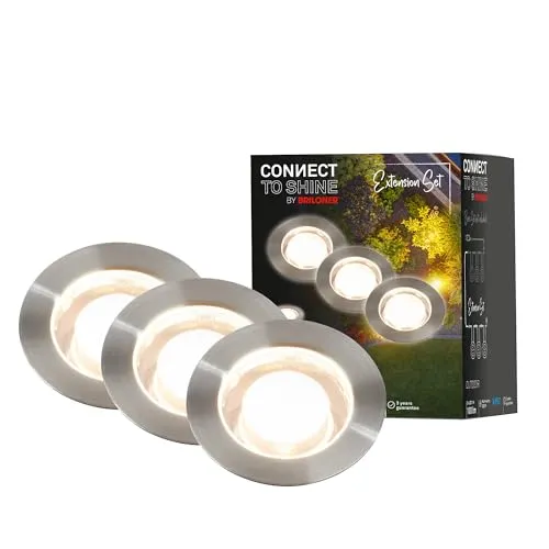 Briloner LED Bodeneinbaustrahler 3er Set Silber - 3er Set witterungsbeständige LED Bodeneinbaustrahler für stimmungsvolle Außenbeleuchtung, ideal für Gärten und Wege, mit einer Lebensdauer von 50.000 Stunden.