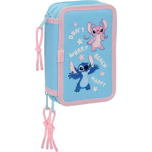STITCH HAPPY Schulmäppchen mit 37 nützlichen Utensilien, Federmäppchen für Kinder, ideal für Kinder von 5 bis 14 Jahren, bequem und vielseitig, Qualität und Widerstandsfähigkeit, 12,5 x 5,5 x 19,5 cm