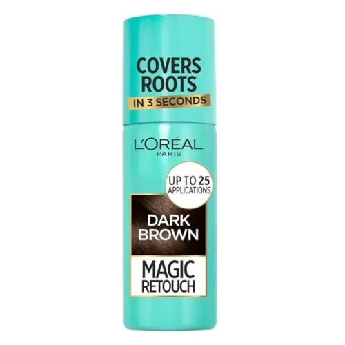 L'Oréal Magic Retouch Instant Root Concealer Spray, ideal zum Ausbessern nachwachsender Grauwurzel, 75 ml, Farbe: Dunkelbraun