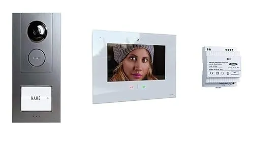 M-E VD-ALU-6109-A-W Video IP Türsprechanlagen Set für 1-Familienhaus - Vistadoor-System Video: Hochwertiges Set mit Aluminium-Außenstation und 7 Zoll Touch-Monitor für maximale Sicherheit und Komfort in Ihrem Zuhause.