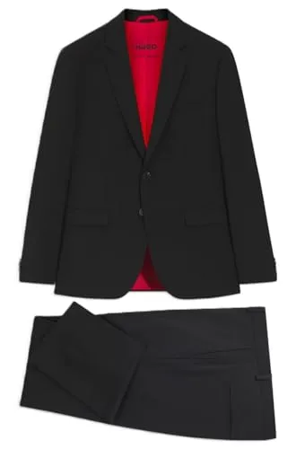 HUGO Herren Anzug Extra Slim Fit aus Schurwolle in schwarz von HUGO BOSS