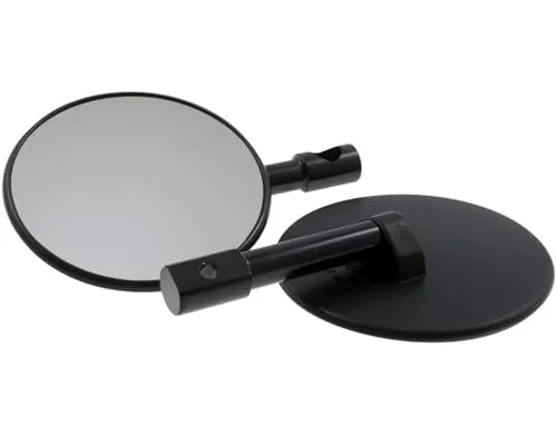 SHIN YO SUPERBIKE Spiegel Paar für Lenkerenden, rund, schwarz kompatibel für Motorrad