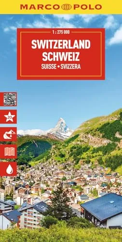 MARCO POLO Reisekarte Schweiz 1:275.000: Straßenkarte und Autokarte mit sehenswerten Strecken, Highlights und digitaler Erweiterung (Marco Polo Maps)