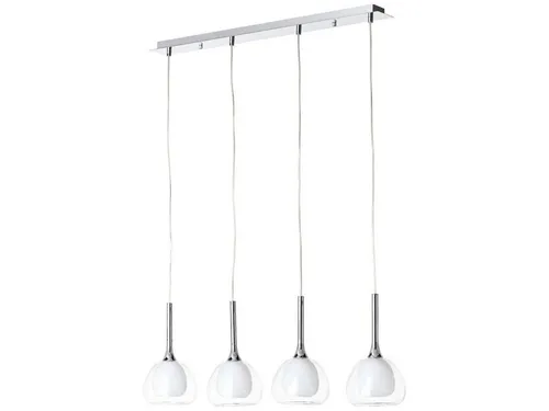 Brilliant Pendelleuchte Hadan 4-flammig - Moderne Hängelampe in chrom/weiß-transparent, höhenverstellbar und dimmbar für stimmungsvolles Licht im Indoor-Bereich.