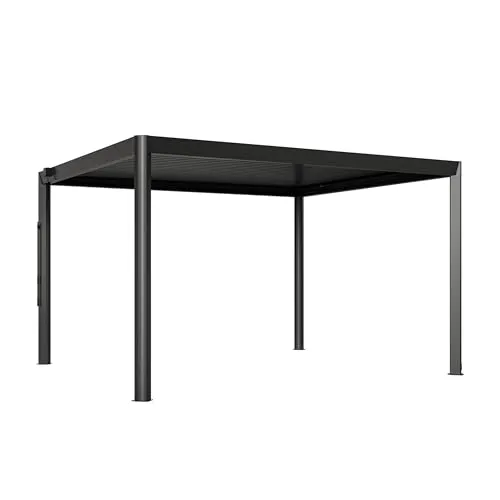 PRIMEYARD Luma 4x3,5m Pergola in anthrazit mit Lamellendach - Stilvolle 4x3,5m Pergola in anthrazit mit verstellbarem Lamellendach für flexiblen Schatten und optimalen Wetterschutz. Ideal für Ihren Garten oder Terrasse.