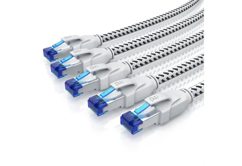 Primewire CAT.8 LAN-Kabel, RJ-45, 25 cm - Hochgeschwindigkeits-Patchkabel mit 40 Gbit/s für zuverlässige Netzwerkverbindungen. Ideal für verschiedene Ethernet-Netzwerke und einfach zu verlegen dank flexibler Baumwollummantelung.