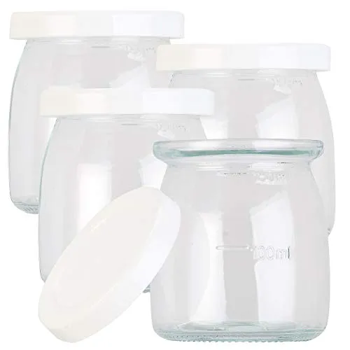 Rosenstein & Söhne Zubehör zu Joghurt-Macher: 4er-Set Ersatzgläser mit Deckel für Joghurt-Maker JM-200/300, je 180ml (Herstellung, Jogurt-Bereiter, Automat)