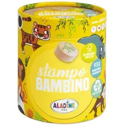 Aladine 3003132 Stempelset für Kinder - 8 Holzstempel mit Stempelkissen, umweltfreundlich und ideal für kreative Momente ab 3 Jahren