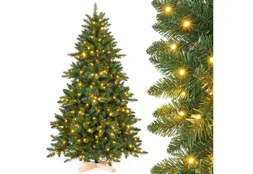 Yorbay Künstlicher Weihnachtsbaum 180cm Nordmanntanne mit 310 LEDs - Nussknacker für eine festliche Dekoration, mit 310 warmweißen LEDs für ein gemütliches Ambiente und robustem Design für drinnen und geschützte Außenbereiche.
