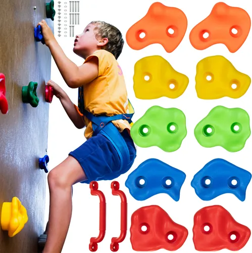 KRUZZEL Klettergriffe Kinder Indoor Bunt 12/15/22 Stück 2 Griffe + Schrauben bis 150 kg - Interne und Klettergerüst Outdoor - Zubehör für Kletterwand 25394, Stückzahl:12 Stück