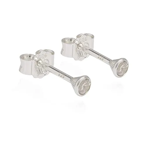 NKlausPaar 925 Silber Ohrstecker Ohrringe Ohrhänger Cubic Zirkonia Weiß 3,0mm 8856