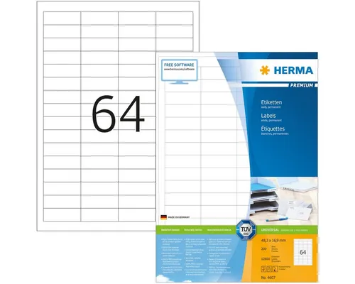 HERMA 4607 Universal Etiketten, 1600 Blatt, 48,3 x 16,9 mm