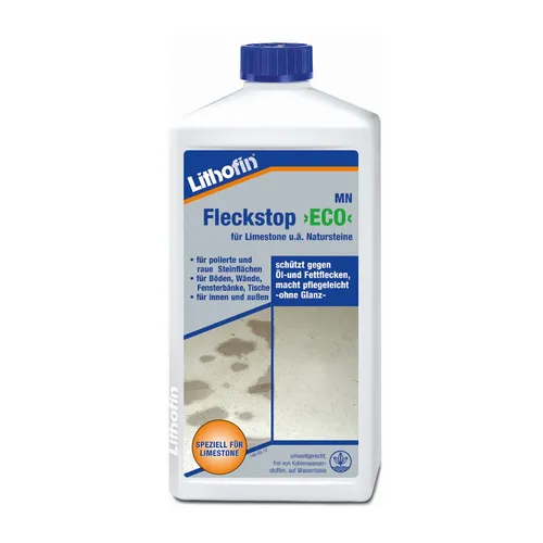 Lithofin MN Fleckstop ECO - Wassergelöste Schutzimprägnierung - Reinigungswerkzeuge: Effektiver Schutz für saugfähige Limestones und Natursteine, macht fleckunempfindlich und pflegefreundlich, ideal für innen und außen, ohne Glanz und mit Langzeitwirkung.