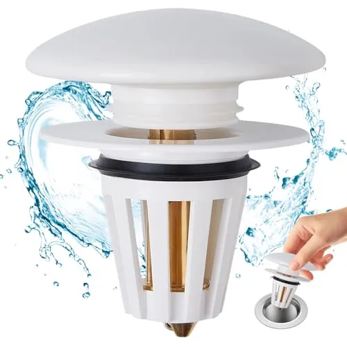 Waschbeckenstöpsel Pop Up, Keramik Abflussstopfen Abflusssieb, 34-40mm Universal Ablaufventil mit Sieb, Waschbecken Stöpsel für Badewanne Küchenspüle